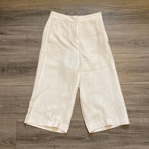 BABATON ARITZIA WHITE LINEN CROPPED PANTS